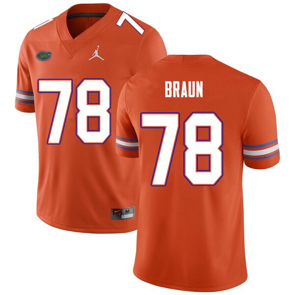 Men #78 Josh Braun Florida Gators College Football Jersey Orange
